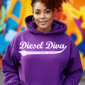 Purple 50/50 Diesel Diva poly/cotton hoodie