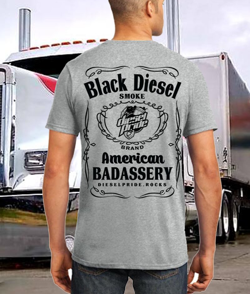 heather grey 50/50 poly/cotton tee black diesel smoke American Badassery